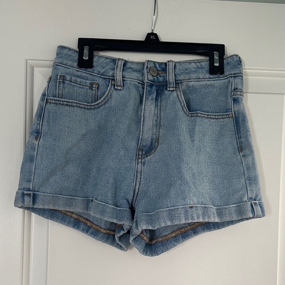 PacSun Light Wash Rolled Hem Denim Shorts